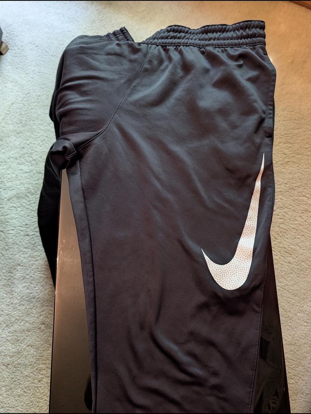 Nike Black Athletic Sweatpants with White Swoosh- They Are Baggy